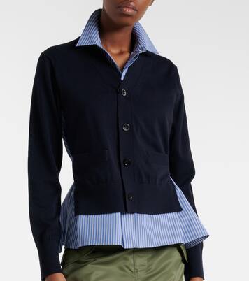 Layered striped cotton cardigan | Sacai