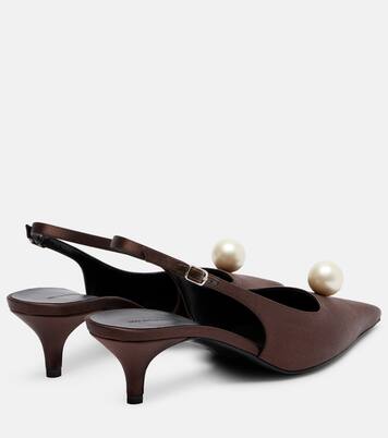 Embellished satin slingback pumps | Magda Butrym