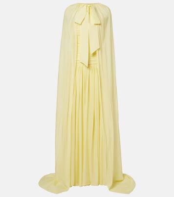 Butter Yellow draped caped gown | Là Fuori
