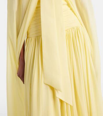 Butter Yellow draped caped gown | Là Fuori