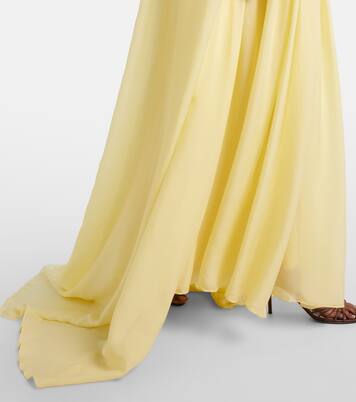 Butter Yellow draped caped gown | Là Fuori