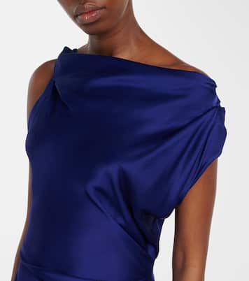 Draped asymmetric satin midi dress | Victoria Beckham