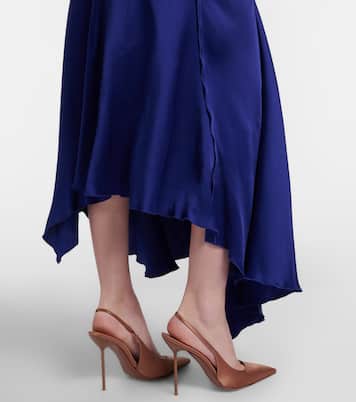 Robe midi drapée asymétrique en satin | Victoria Beckham