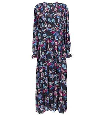 Vestido midi Moyrazia de seda floral | Isabel Marant