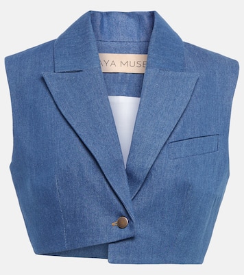 Veste sans manches raccourcie Ule en jean | Aya Muse