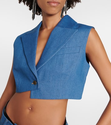 Veste sans manches raccourcie Ule en jean | Aya Muse