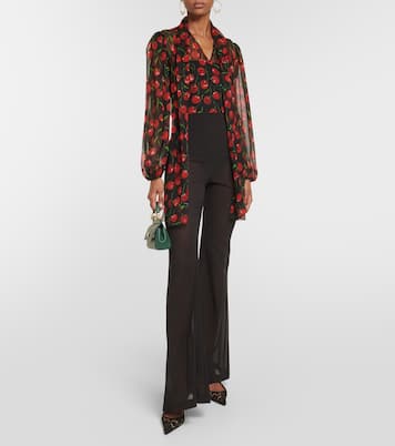 Pantaloni flared in chiffon di misto seta | Dolce&Gabbana