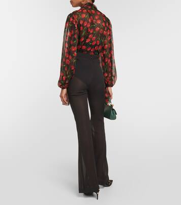 Pantaloni flared in chiffon di misto seta | Dolce&Gabbana