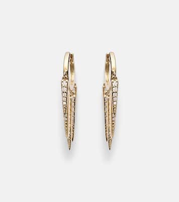 Boucles d'oreilles Fringe Huggie en or 14 ct et diamants | Sydney Evan