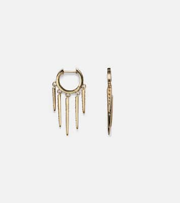 Boucles d'oreilles Fringe Huggie en or 14 ct et diamants | Sydney Evan