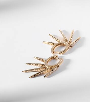 Boucles d'oreilles Fringe Huggie en or 14 ct et diamants | Sydney Evan