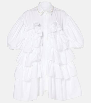 Faux pearl-embellished cotton shirt in white - Simone Rocha  
