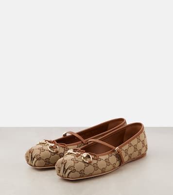 Gucci Horsebit GG Canvas ballet flats | Gucci