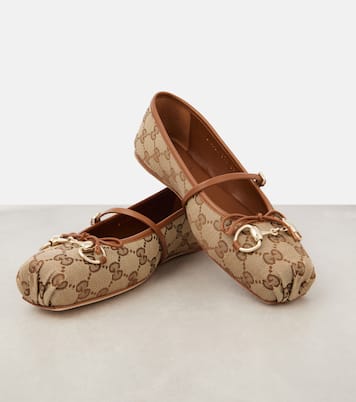 Gucci Horsebit GG Canvas ballet flats | Gucci