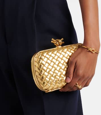 Clutch Knot de piel Intreccio metalizada | Bottega Veneta