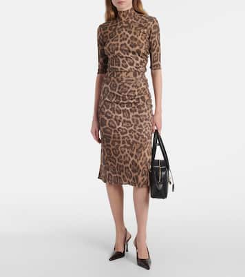 Leopard-printed ruched midi skirt | Stella McCartney