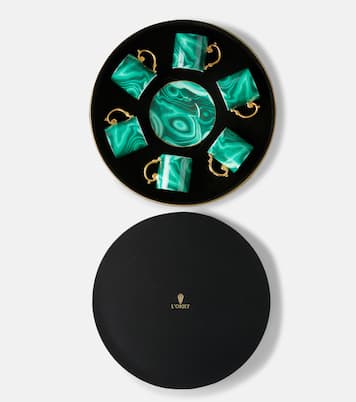 Malachite set of 6 espresso cups and saucers | L'Objet