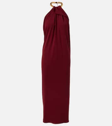 Vestido midi de crepé de seda drapeado | Gucci