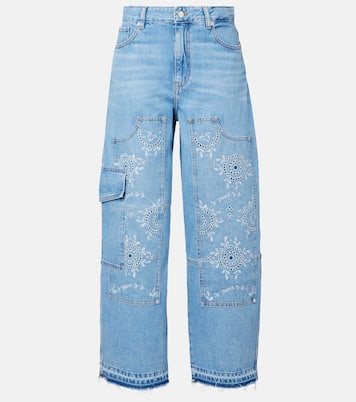 Jean barrel à broderies anglaises | Ganni