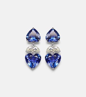 Boucles d'oreilles Heart en or blanc 18 ct, tanzanites et diamants | Kamyen