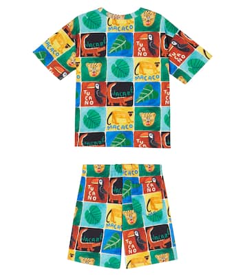 Printed cotton T-shirt and shorts set | Fábula