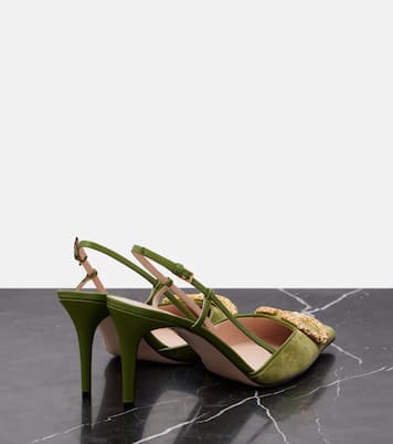 VLogo 80 velvet slingback pumps | Valentino Garavani
