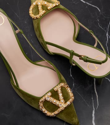 VLogo 80 velvet slingback pumps | Valentino Garavani