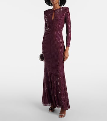 Robe aus Mesh mit Kristallen | Self-Portrait