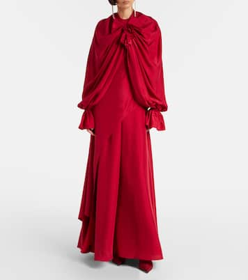Draped floral-appliqué silk gown | McQueen