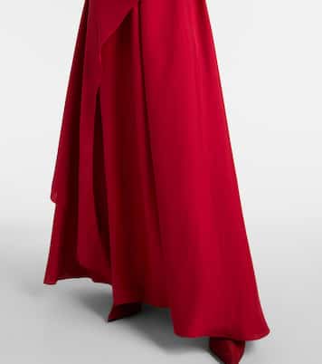 Draped floral-appliqué silk gown | McQueen