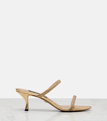 Crystal-embellished satin mules | Dolce&Gabbana