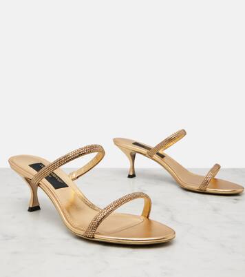 Crystal-embellished satin mules | Dolce&Gabbana