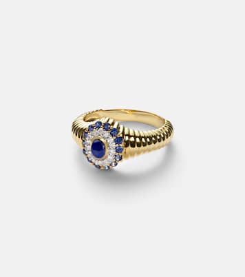 Ring Berlingot Pompadour Baby aus 9kt Gelbgold mit Edelsteinen | Yvonne Léon