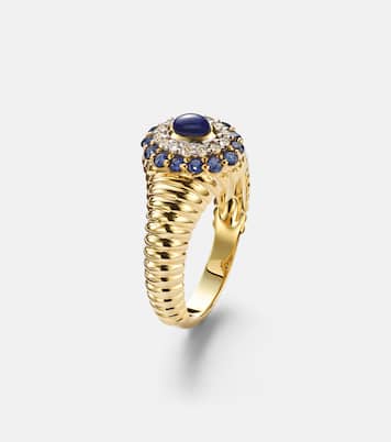 Ring Berlingot Pompadour Baby aus 9kt Gelbgold mit Edelsteinen | Yvonne Léon