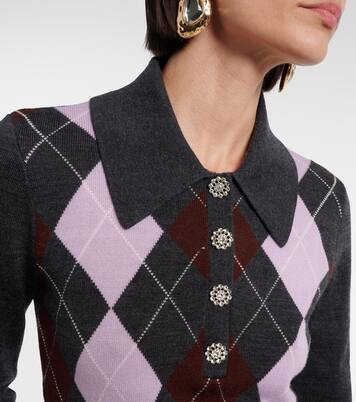 Argyle wool polo sweater | Self-Portrait