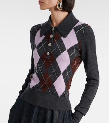 Argyle wool polo sweater | Self-Portrait