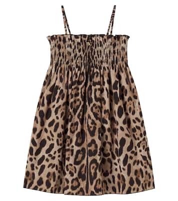 Leopard-print cotton dress | Dolce&Gabbana Kids