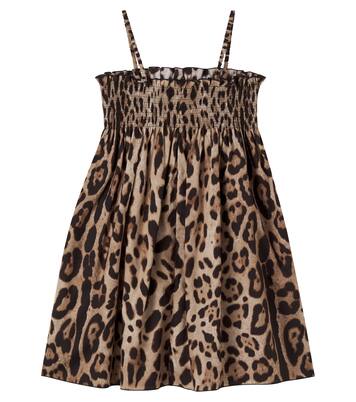 Leopard-print cotton dress | Dolce&Gabbana Kids