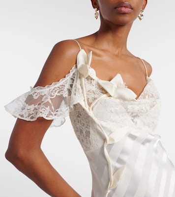 Lace-trimmed satin gown | Self-Portrait