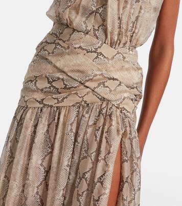 Snake-print silk chiffon maxi skirt | Elie Saab