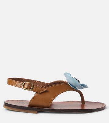 Juliette floral-appliqué leather sandals | PèPè