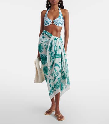 قطعة مكملة للشاطئ من القطن والحرير بطبعات البازيلي | Heidi Klein