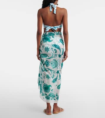 قطعة مكملة للشاطئ من القطن والحرير بطبعات البازيلي | Heidi Klein