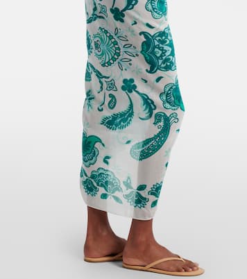 قطعة مكملة للشاطئ من القطن والحرير بطبعات البازيلي | Heidi Klein