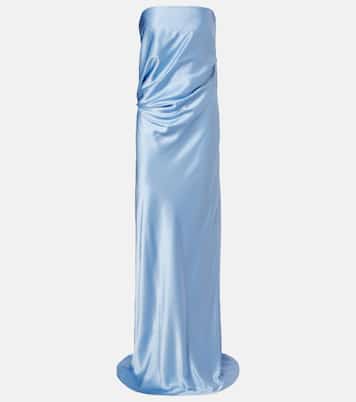 Draped silk charmeuse bustier gown | The Sei