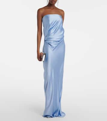 Draped silk charmeuse bustier gown | The Sei