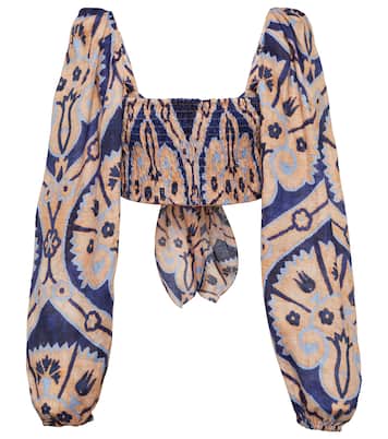 Filles De Joie printed linen crop top | Johanna Ortiz