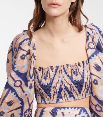 Filles De Joie printed linen crop top | Johanna Ortiz