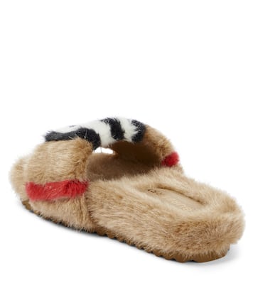 Icon Stripe faux fur slides | Burberry Kids