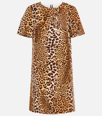 Leopard-print cotton-blend minidress | Carolina Herrera